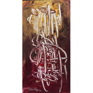 Riaz Rafi, 12 x 06 Inch, Oil on Paper, Calligraphy Painting, AC-RR-019